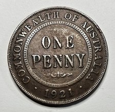 1921 Australia 1 One Penny - Australian Coin - Bronze - World Coin - Oceania