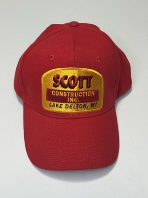 Scott Construction Inc Hat Lake Delton WI Red Snapback K-Products Cap 