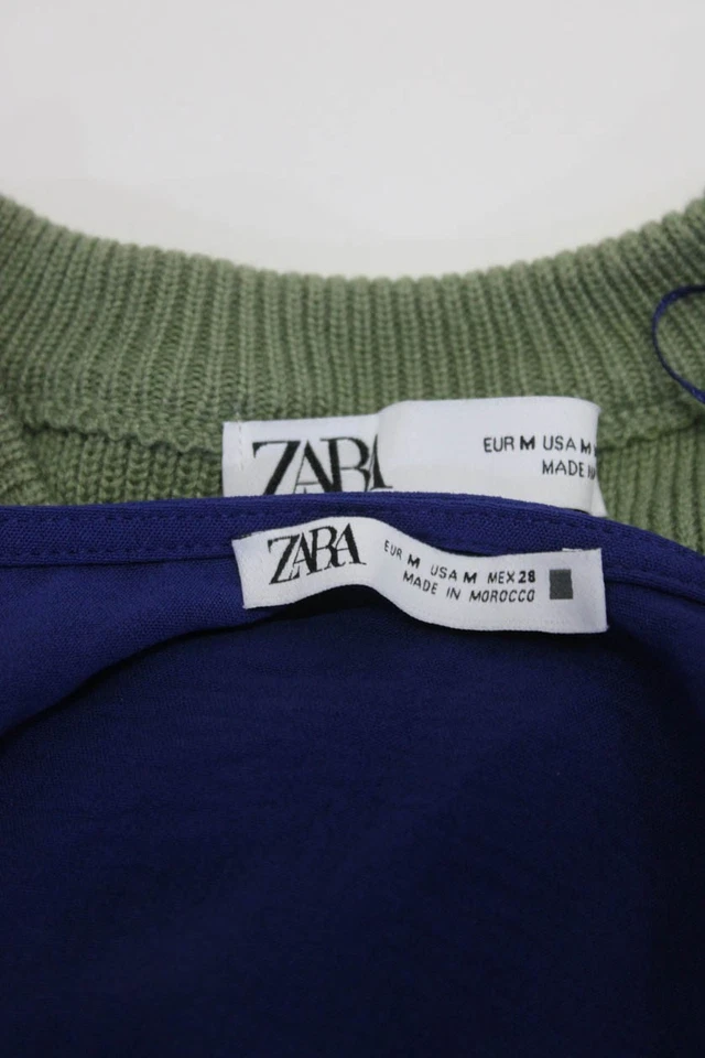Blusa de mujer Zara cuello redondo manga corta verde azul talla M lote 2 Foto 3 de 3