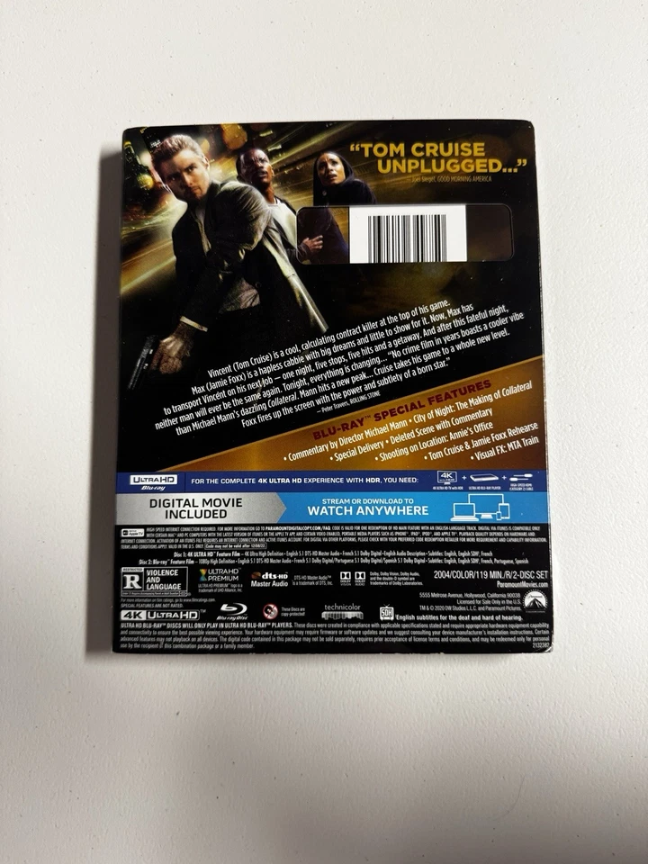 Collateral (4K UHD + Blu-ray,) Tom Cruise Jamie Foxx W/Slipcover No Digital Foto 2 de 4
