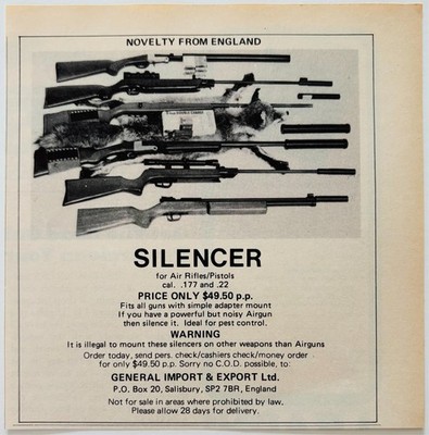 1981 General Import Export Silencers Advertisement Guns Firearms Vintage F15Y