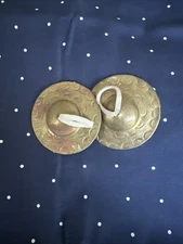 Vintage Brass Castanets, Single Pair, Patina, Belly Dancer, Costume Accessory