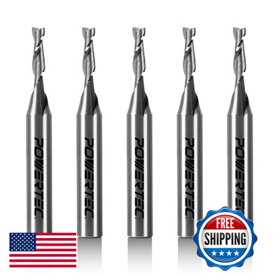Powertec Tungsten Carbide Upcut Spiral Router Bit 5Pk 1/4 Shank 1/8 Cutting