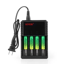 4pcs SkyWolfEye 14500 Battery 1200mAh Li-ion 3.7V Rechargeable + 4 Slot Charger