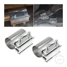 2pcs Car Exhaust Clamp 2 Inch Stainless Steel Auto Butt Joint Band Clamp Sleeve