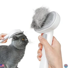 Aumuca Cat Grooming Brush - Shedding Solution for Cats, Dogs & Rabbits - White
