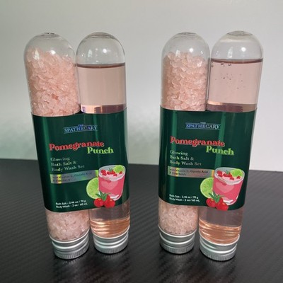 The SPATHECARY Pomegranate Punch Glowing Bath Salt & Body Wash Set Lot Of 2 New