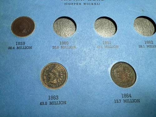 1859 1863 1864 Indian Cent 1c Penny Lot Set Album Reseller Collector