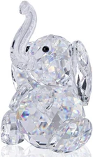 H&D Crystal Cute Elephant Figurine Collection Cut Glass Ornament Statue Animal C
