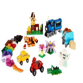 LEGO Classic Medium Creative Brick Box , Toy Set with Train, Car, Tiger