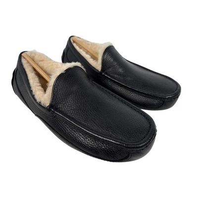 Ugg Ascot Slipper Mens Size 8 Black Leather Slip On Lined - Image 1 of 4