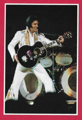 POSTCARD of ELVIS PRESLEY on Stage in Concert Black Gibson Acoustic Guitar