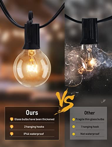 Outdoor String Light 50Feet G40 Globe Patio Lights with 52 Edison Glass Bulbs - Picture 5 of 5