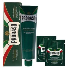 Tubo de crema de afeitar refrescante Proraso 150 ml + 2 sobres de bálsamo para después del afeitado