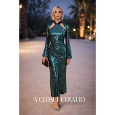 Rixo Celia Sequin Midi Dress XS Blue Green NWT