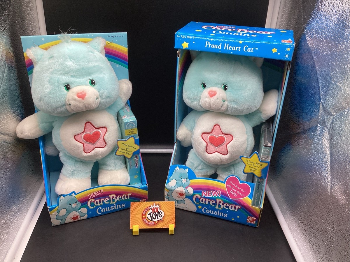 Care Bears Cousins Proud Heart Cat 12” Plush Stuffed Toy w VHS/DVD 