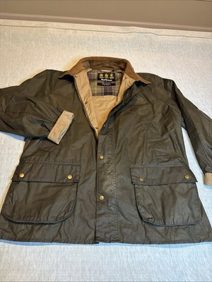Barbour Ashby Olive Green Waxed Cotton Field Jacket Size XL