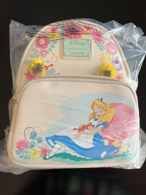 Loungefly: Disney Alice in Wonderland Mini Backpack - Multicolor with flowers.