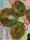 5 Indiana Glass Avocado Green Kings Crown Thumbprint Snack Plates & Cups — photo 8