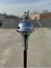 Drum Major Mace Chrome with Lion Crown Head- 3 Parts