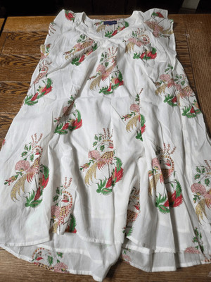 Ro's Garden  Parker Ostrich A Line Shift Dress Ruffle Sleeves sz Large