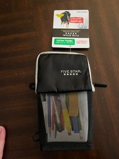 Five Star Stand 'N Store Pencil Pouch, Fits 3-Ring Binder, Pencil Case, Black/Gr