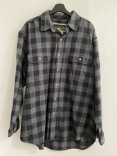 Field Stream Men s Heavy Flannel Shacket Shirt Buffalo Plaid Gray Black XL K