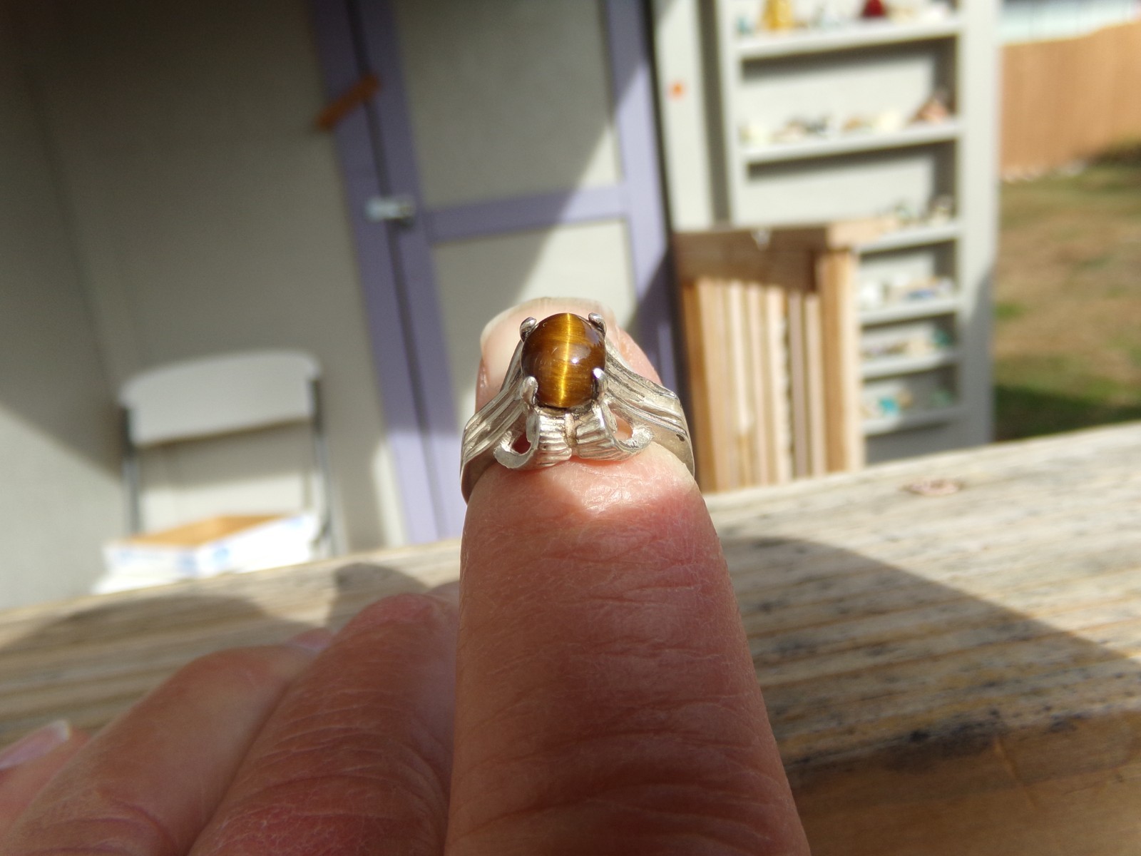 Solid Sterling 925 Silver  Ring Size 7 Tigers Eye - image 2