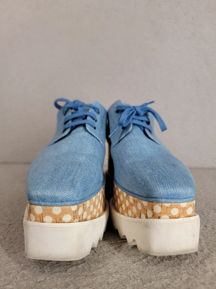 Zapatos Derby Stella McCartney 39 Plataforma Lunares Cordones Elyse Recortados Denim Foto 3 de 4