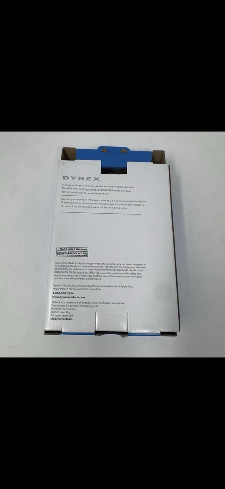 Dynex - 10' Lightning 转 USB 充电和同步电缆 MFi 认证(3 包)- 白色 — 第 2/3 张图片