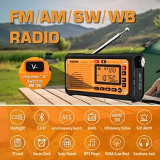 Emergency Crank Weather Portable Radio D-608WB FM/AM/SW/NOAA Alert SOS Radios US