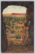 Postcard Kit Carson's Cave near Gallup New Mexico Curt Teich Linen