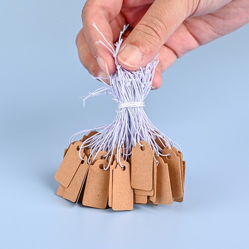 100 Blank White Merchandise Price Tags with Strings Size #5 Retail Strung Label - Picture 3 of 16