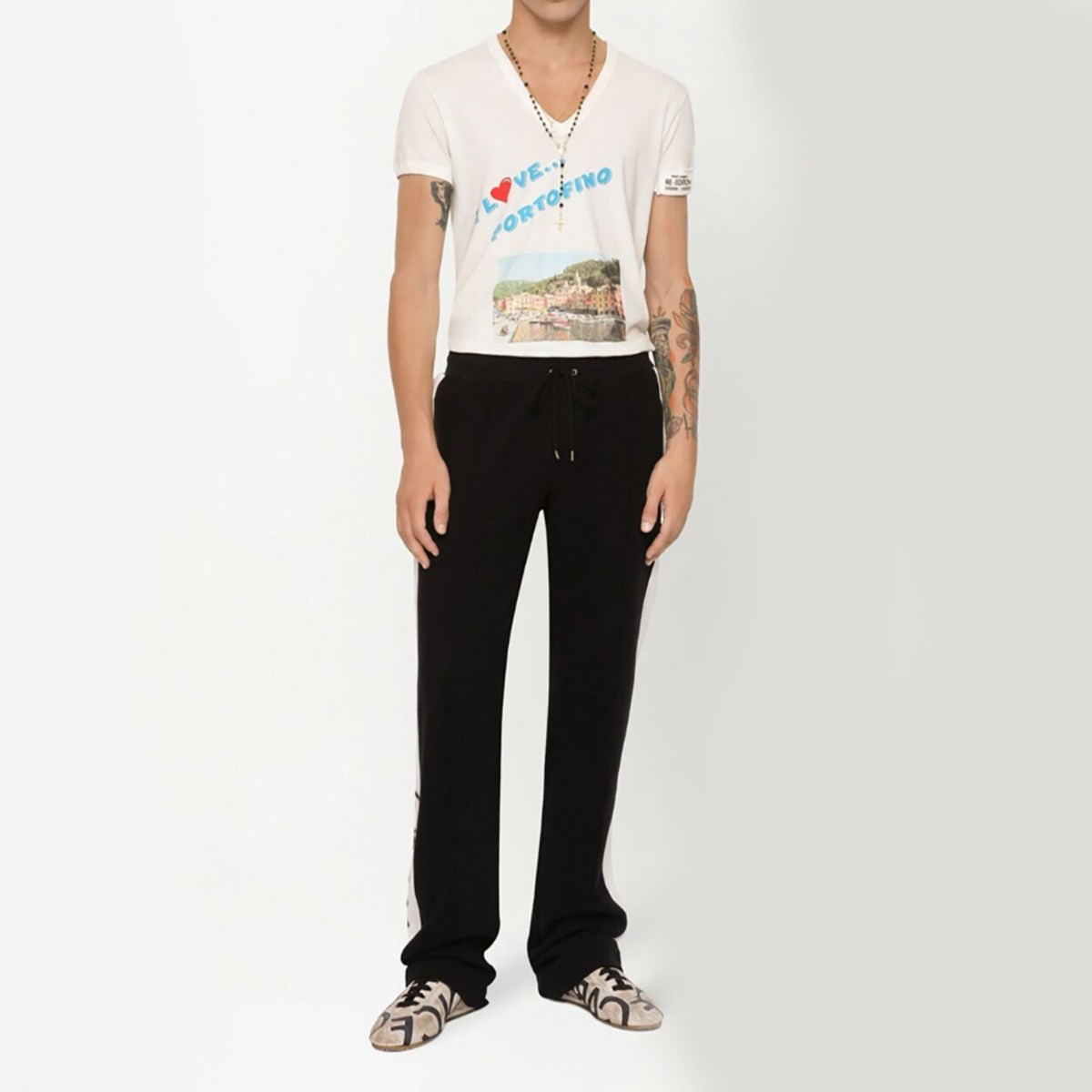 Dolce & Gabbana Men Graphic Print Portofino V-Neck T-Shirt Short