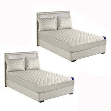 NNEAGS 2X White 138cm Wide Cross-Hatch Mattress Cover Thick Quilted Stretchable