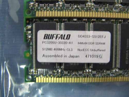 (LOT OF 5) Buffalo DDR1 RAM 512MB PC-3200 400MHz DD4333-S512MDJ - Picture 3 of 4
