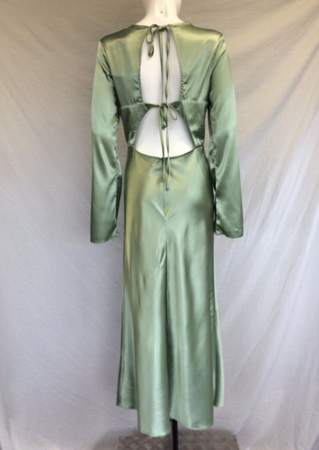 Topshop size 12 dressgreen olive bridesmaid prom open back BNWT cocktail - Picture 2 of 7