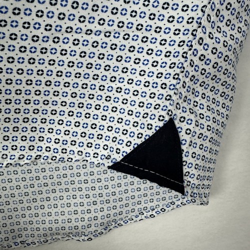 Silver Stone Men Shirt Button Up Flip Sleeve Geometric Off White Blue Size L NWT - Picture 7 of 17