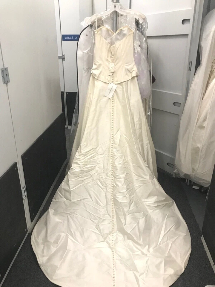 Vestido de novia vintage Season Blanche Couture marfil seda tafetán, talla 10 Foto 3 de 4