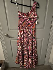 NEW Anthropologie Abel the Label One Shoulder Tiered Swing Farm Rio Maxi Dress S