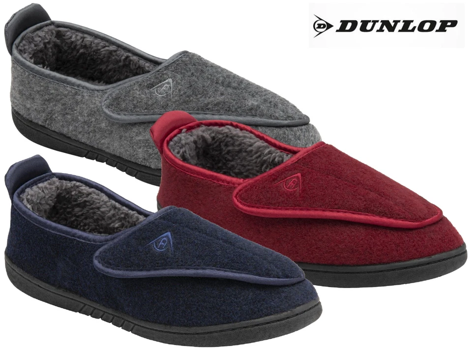Damen Dunlop Hausschuhe orthopädisch leicht Fleece gefüttert Diabetiker Kuschelschuhe