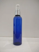 4 oz Cosmo Blue Round Bottles with Silver Lotion Pumps and Clear Overcaps