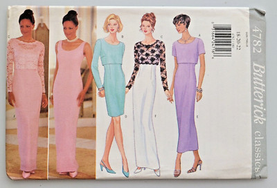 VTG 90s Butterick Sew Pattern 4782 Misses Formal Top & Lined Dress 18-22 UNCUT