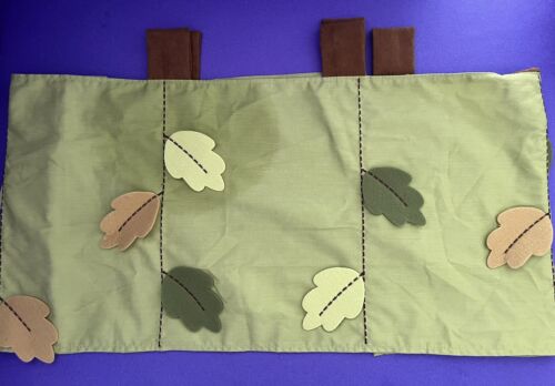 New Pair of Lambs & Ivy Nursery Window Valances Curtains Green w/ Felt Leaves - Picture 1 of 4