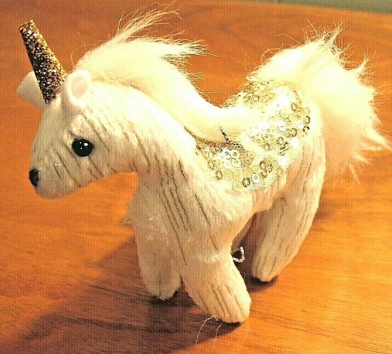 Magical Mystical UNICORN Christnas Ornament Stuffed Animal Fluffy PLUSH KAWAII