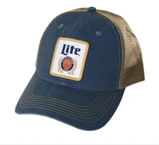 The Original Miller Lite Alcohol Trucker Mesh Snapback Hat Cap, Blue/green, New