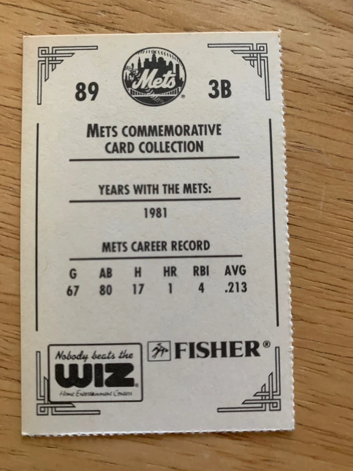 MIKE CUBBAGE SIGNED RARE 1991 NEW YORK NY METS WIZ SGA BASEBALL CARD #89 - Image 2 of 2