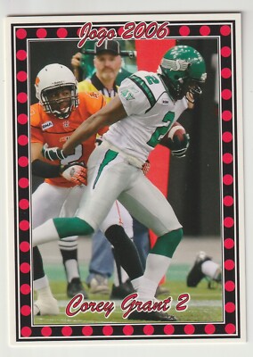 2006 Jogo CFL Corey Grant Card #50 Saskatchewan Roughriders