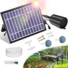 Solar Pond Aerator with Air Pump, 3 Modes(18H/36H/72H) Solar Aerator for Ponds O