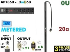 New in Box APC AP7863 Rack PDU Metered ZeroU 5.7kVA/208V Power Distribution Unit